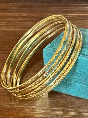 4" Hammered Gold Tone Multi-Row Statement Arm Cuff - Flexible Spring Movement